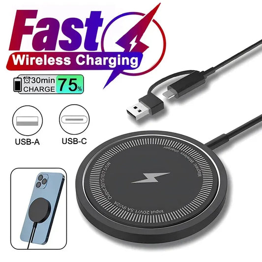 30W Magnetic Wireless Charger Fast Charging Pad Stand for iPhone 15 14 13 12 Pro Max Airpods PD Macsafe Phone Chargers Station